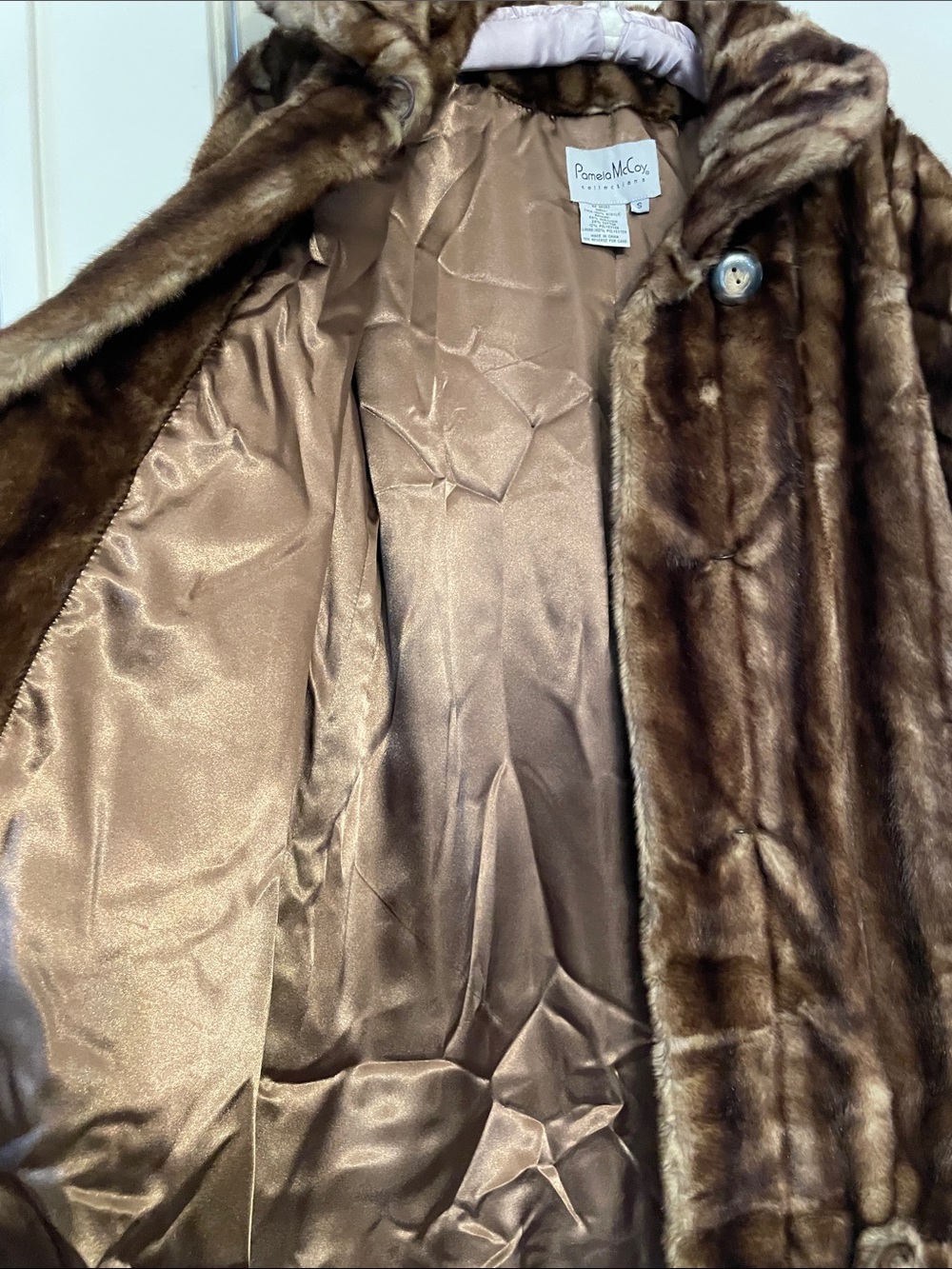 Pamela McCoy Plush Brown Faux-Fur Coat - Picture 9 of 10